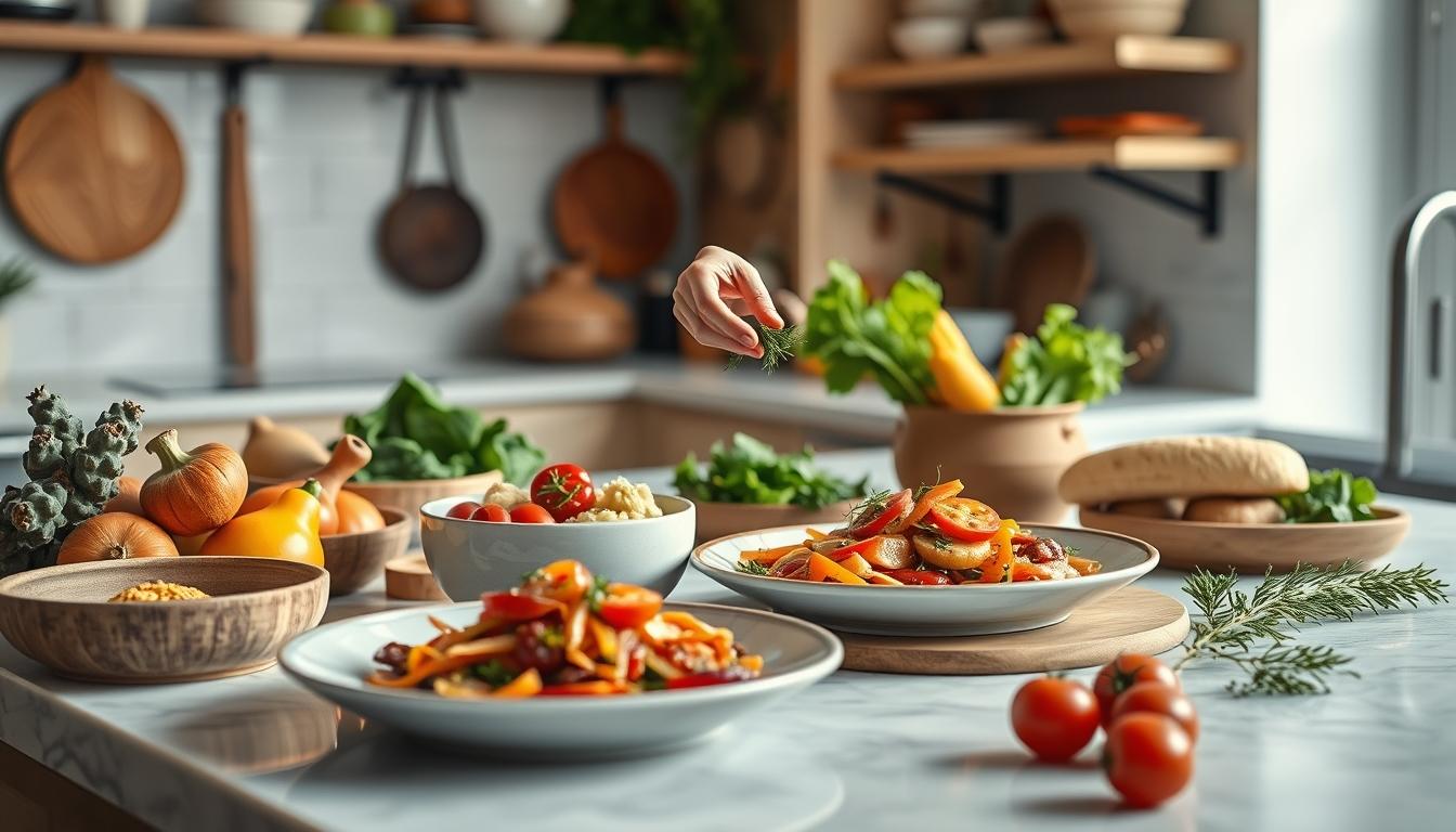 Quick weeknight dinner prepared in a home kitchen